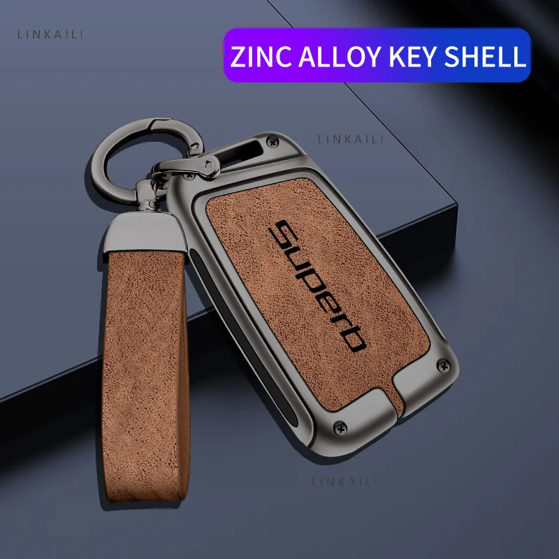 Car TPU Zinc Alloy Key Case Bag For Skoda Superb 2 3 A7 Car Key Chain Car Metal Key Shell Car Interior Decoration Accessories