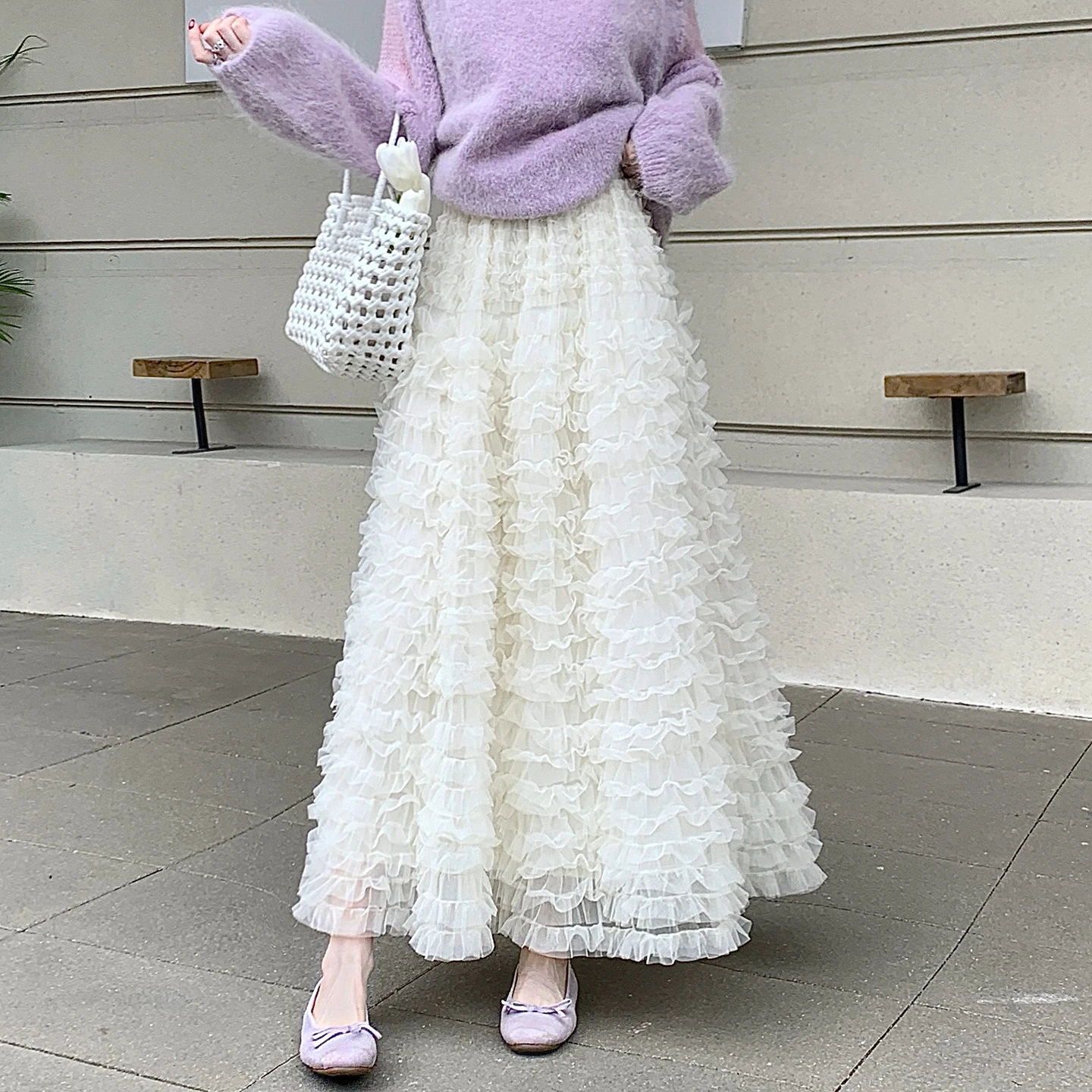 Elegant Forest System Lacy Skirt Fashionable Women's Sweet Heavy Work Multi Layer Cake Skirt Fluffy Princess Half Length Skirt