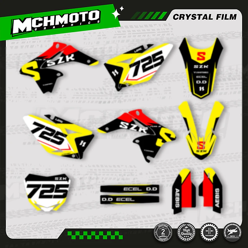

MCHMFG для Suzuki 250 2010 2011 2012 2013-2018 RMZ250 RM-Z RMZ полный комплект обтекателя мотоцикла графический фон наклейки наклейки