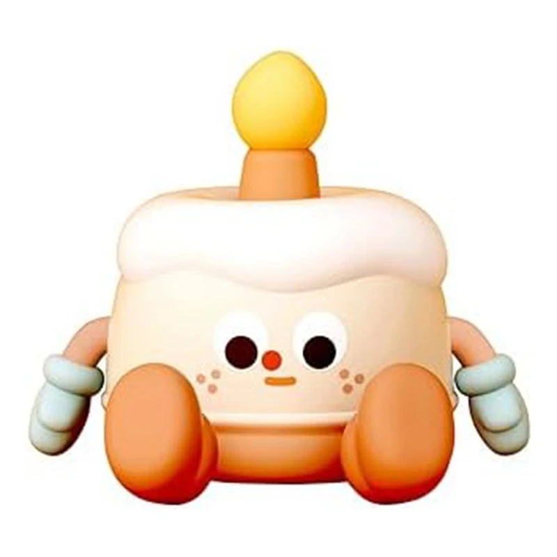 Adorable lámpara de noche LED recargable para dormitorios de niños, lámpara táctil de silicona suave con luz cálida, diseño de pastel de cumpleaños, fácil de usar