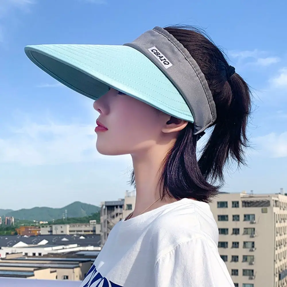 

Casual Adjustable Women Wide Brim Cycling Sports Hat Breathable Visor Summer Sun Cap Empty Top Suncap Beach Cap