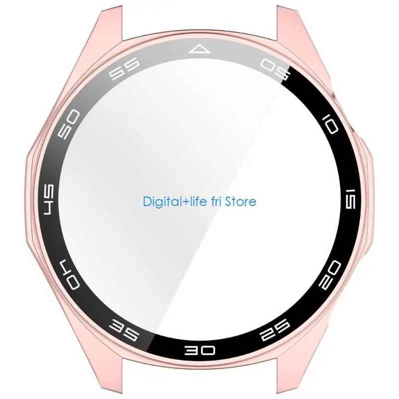 E06D Watch Screen Protector Film Shell Case with Tempered Glass Film Scale Marking Cover for Watch GT6 46MM Scratchproof Case