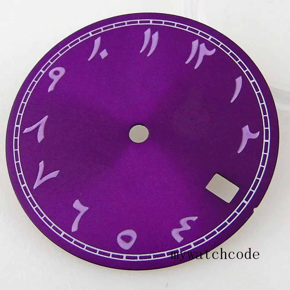 29mm Purple/Pink/Blue/Green/Black Watch Dial Green fit NH35A NH36A Automatic Movement Watch Spare Watch Parts