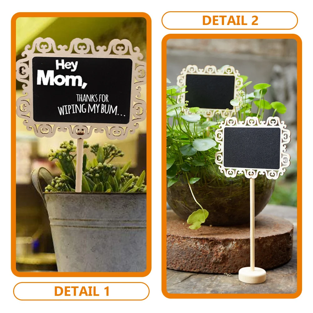 

10Pcs Hollow-Out Lace Wooden Blackboards Mini Chalkboards Reusable Decorative Message Boards for Home Office Garden