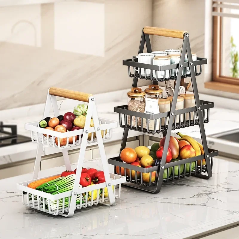 Cesta de frutas para encimera de 2/3 niveles, cesta portátil para bolos de frutas, organizador de cocina, almacenamiento y comedor, aperitivos de frutas y verduras