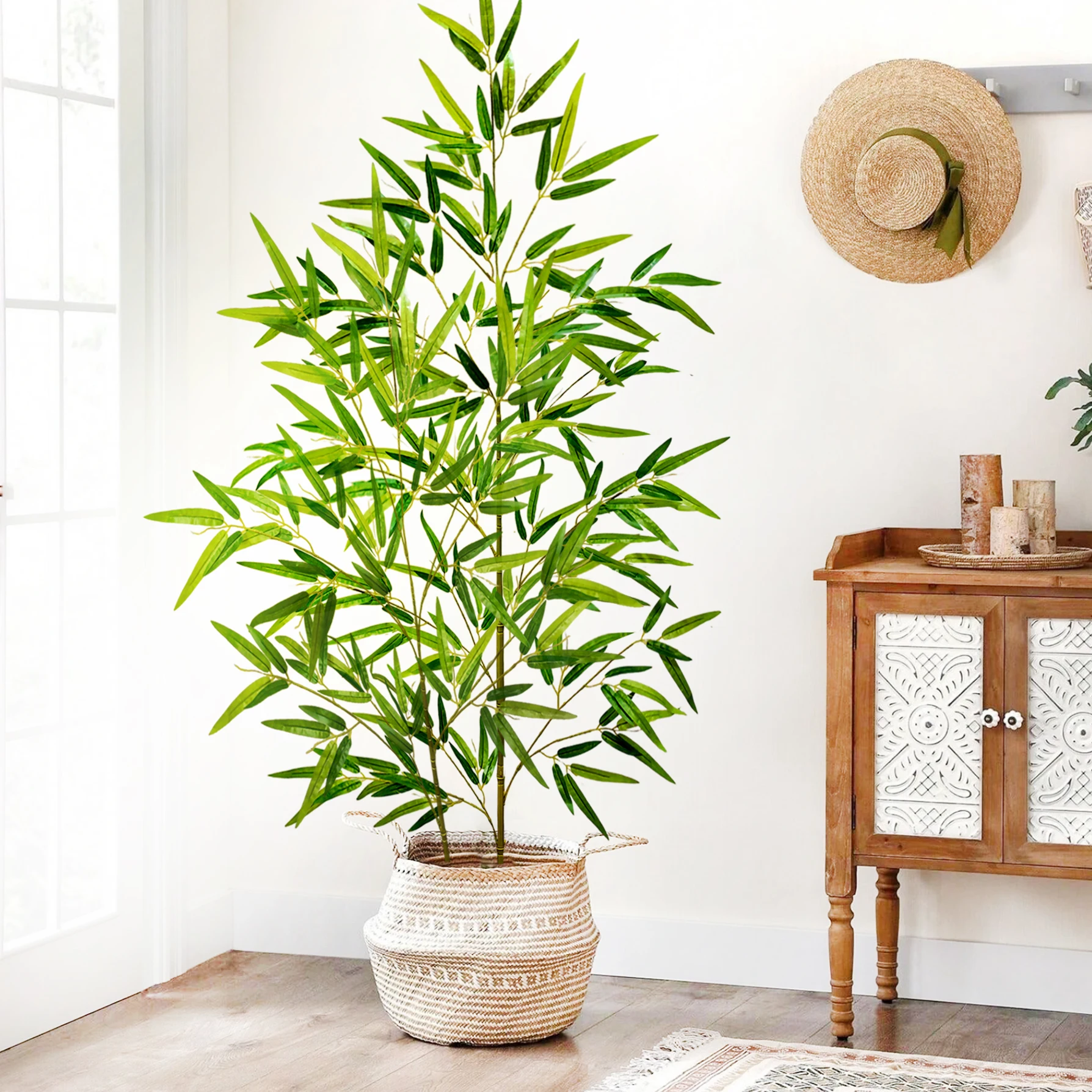 120-240cm/94,4in Künstliche Bambus- und Monstera-Pflanzen, Künstliche Palmen, Hohe Grünpflanzen, Geeignet für Zuhause, Garten und Zimmer – Detail 5