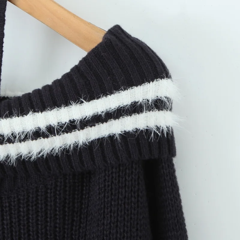 Pull tricoté Sexy n Sle à épaules dénudées pour femme, coupe cintrée, Long, Sve Ne Hanging Faion, par Girl LeLe Studio