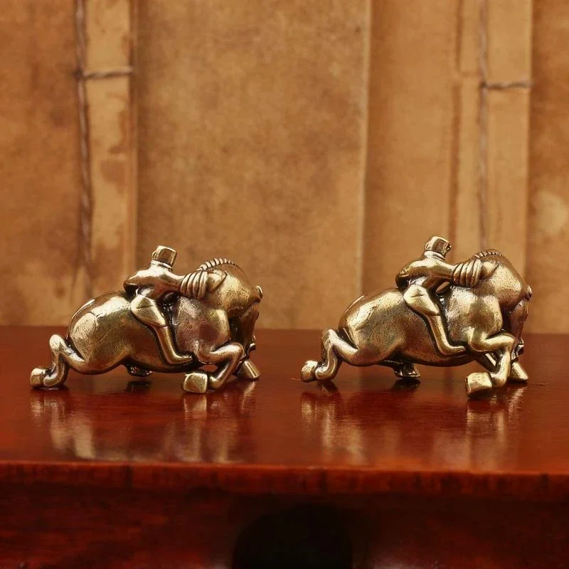 1Pcs Child Riding Home Office Desktop Decoration 2026 Year Of Horse Brass Feng Shui Horse Figurines Miniatures Gift
