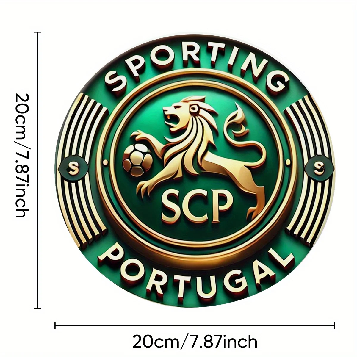 Portuguese Sports retro metal logo - material, bold lion log, durable home, cafe,  perfect for sporting events and gifts.