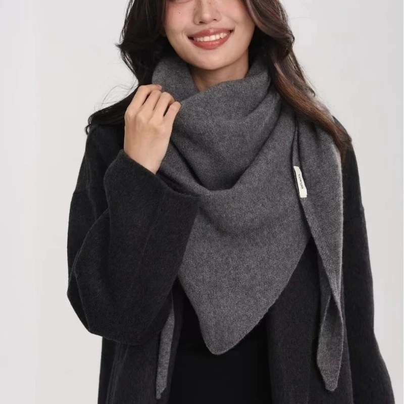 

Полностью шерстяная вязаная шаль, универсальный треугольный шарф, осенне-зимний новый стиль, высококачественный защитный шарф для женщин, роскошный