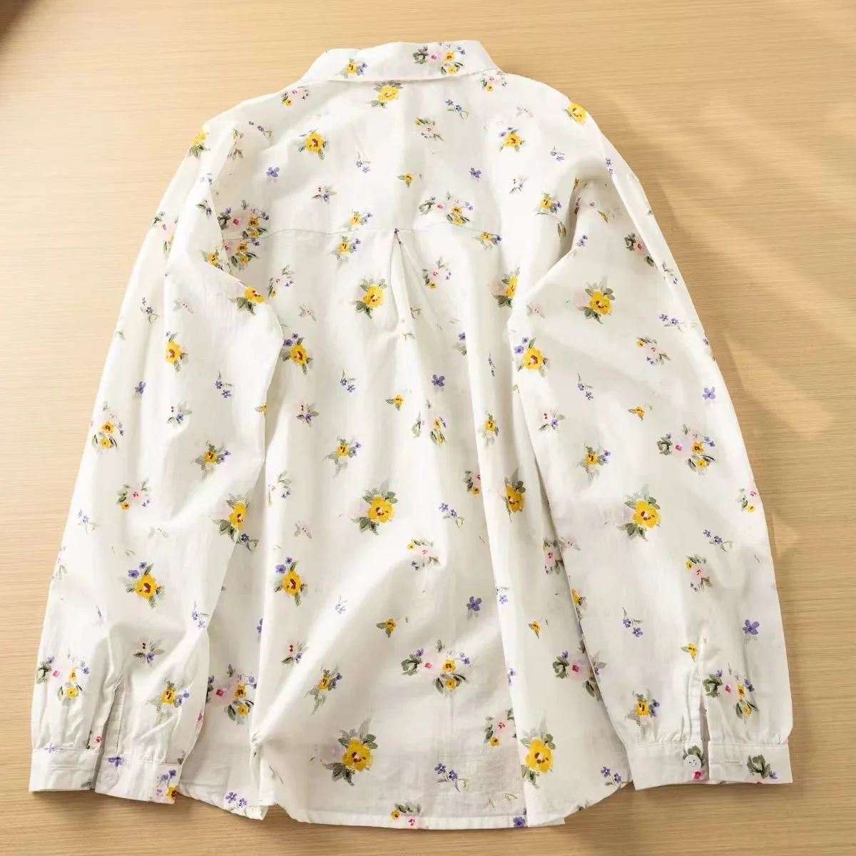 Fall clothes 2024 women Korean fashion cotton flower embroider collar long sleeve shirts designer clothes women print blouses