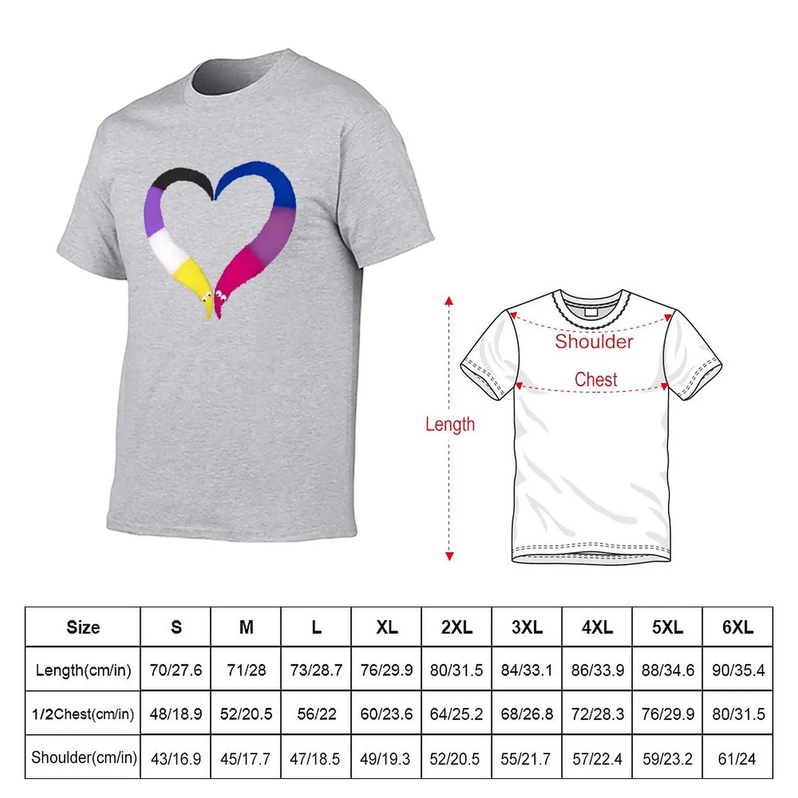 Nonbinary Bi Worm on a String Heart T-Shirt t shirt man sweat shirts mens cotton t shirts