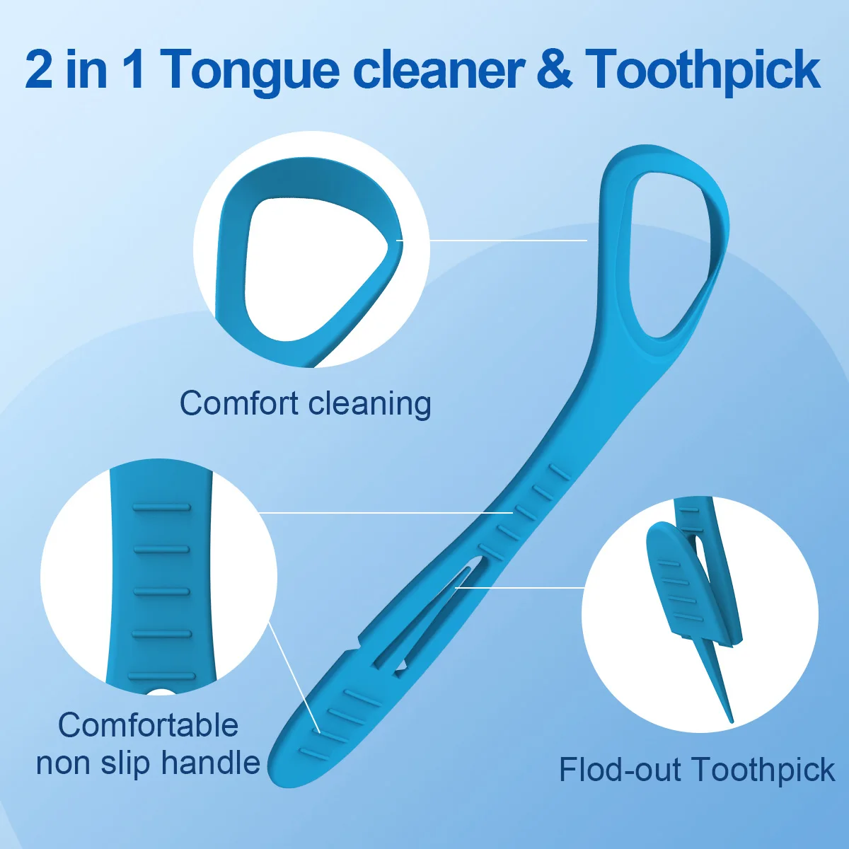 72 PCS Portable 2-in-1 Tongue Cleaner Toothpick, Disposable Oral Hygiene Tool for Daily Travel Use