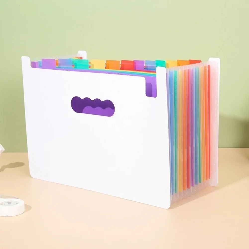 Portable 13/25 Pockets Expanding File Box A4 Expanding Capacity Multi-Layer File Bag Document Organizer Student
