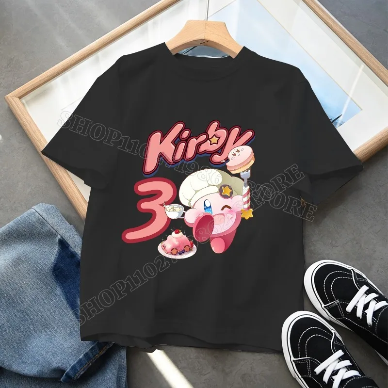 Kirbys T-shirt Birthday Party Clothes Cartoon Anime Pattern Number 1-9 Printed Short Sleeve Summer Comfortable T-shirts Gifts