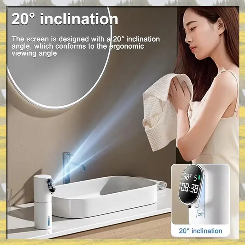 

Hot Sale Smart Soap Foam Dispenser Temperature Time Display Foam Dispenser Automatic Infrared Sensor Soap Dispensers White