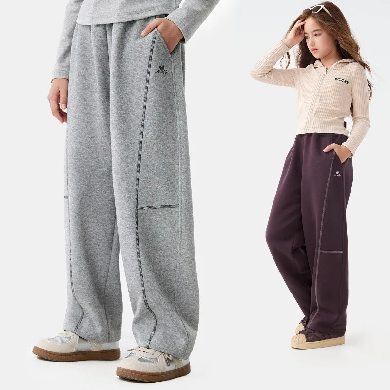 UNITIM 2026 Herbst 4-16 Jahre Mädchen Sporthose Lose Kinder Mädchen Gerade Hose Elastischer Bund Junge Teenager Mädchen Jogginghose – Detail 3
