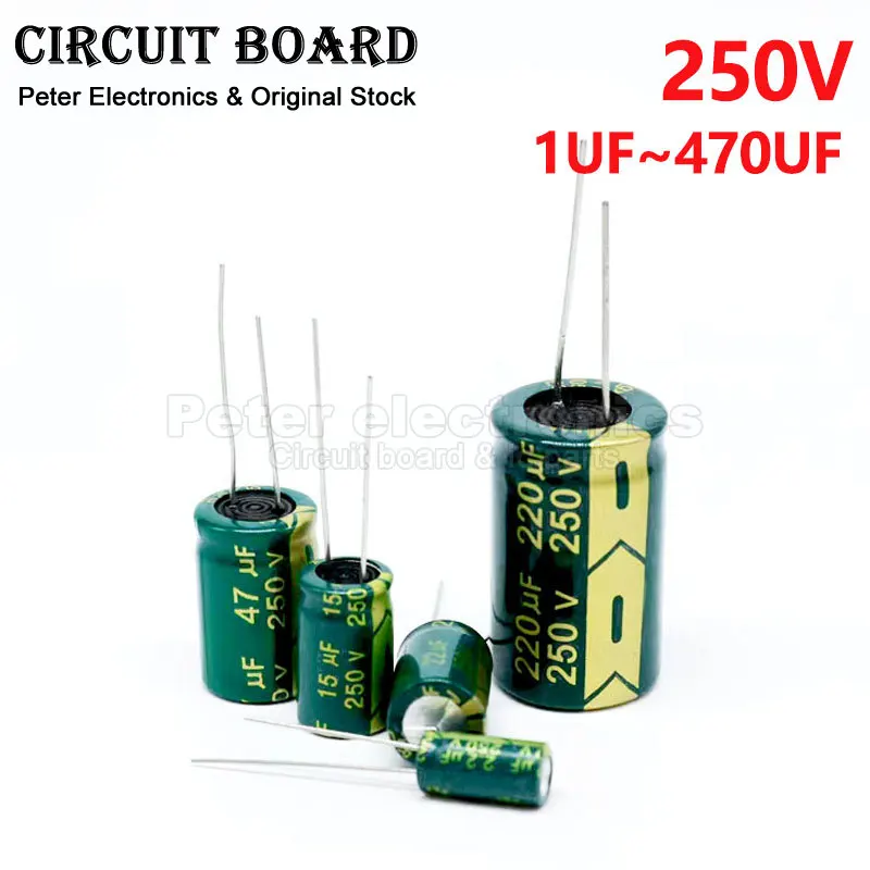 1-50PCS 250V DIP Electrolytic Capacitor 1UF 2.2UF 3.3UF 4.7UF 6.8UF 10UF 150UF 22UF 33UF 47UF 68UF 100UF 150UF 220UF 330UF 470UF