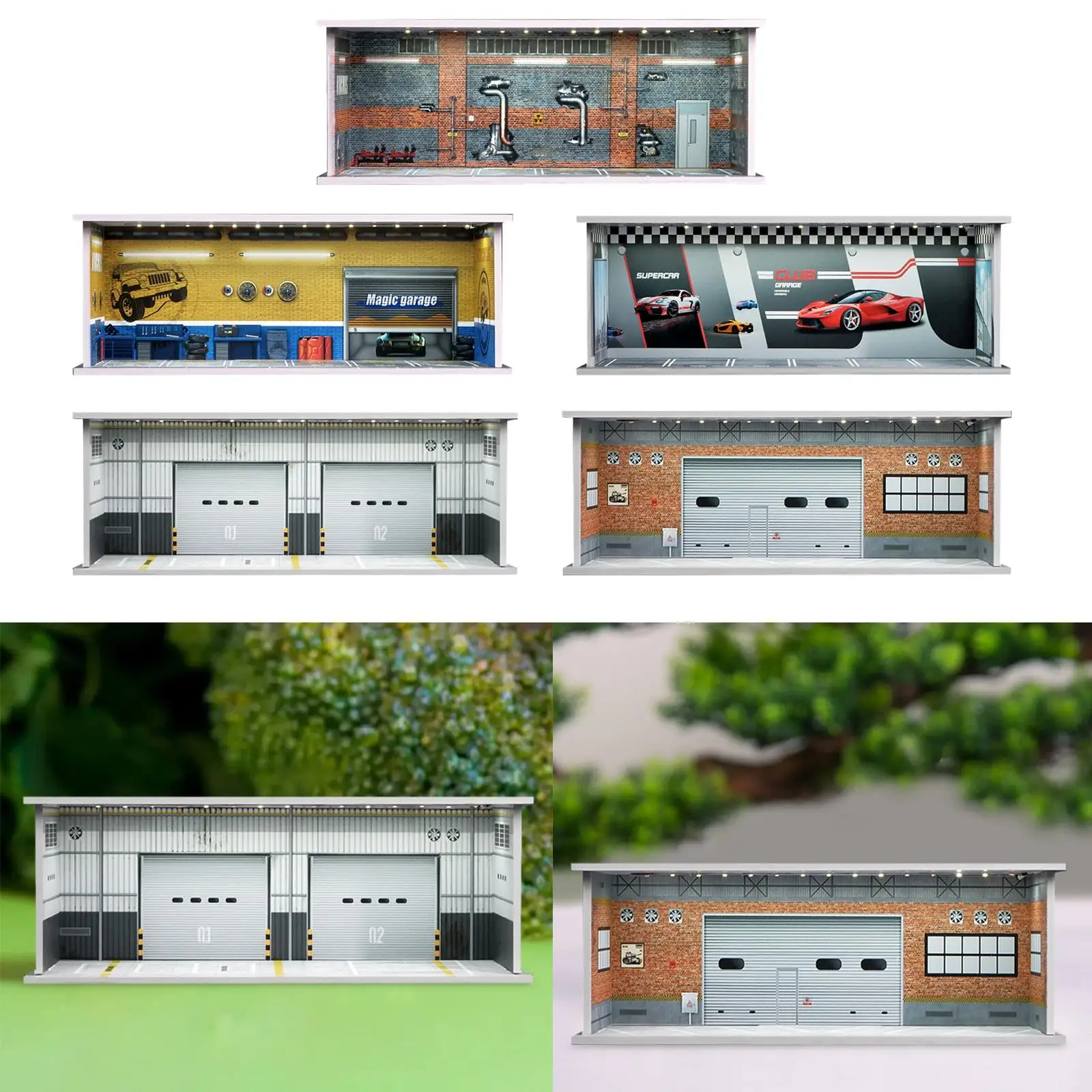 1/64 Parking Lot Display Case Protective Scenery Layout Diecast Car Garage Mini Model Car Storage Box Can Hold 6Pcs Diecast Car