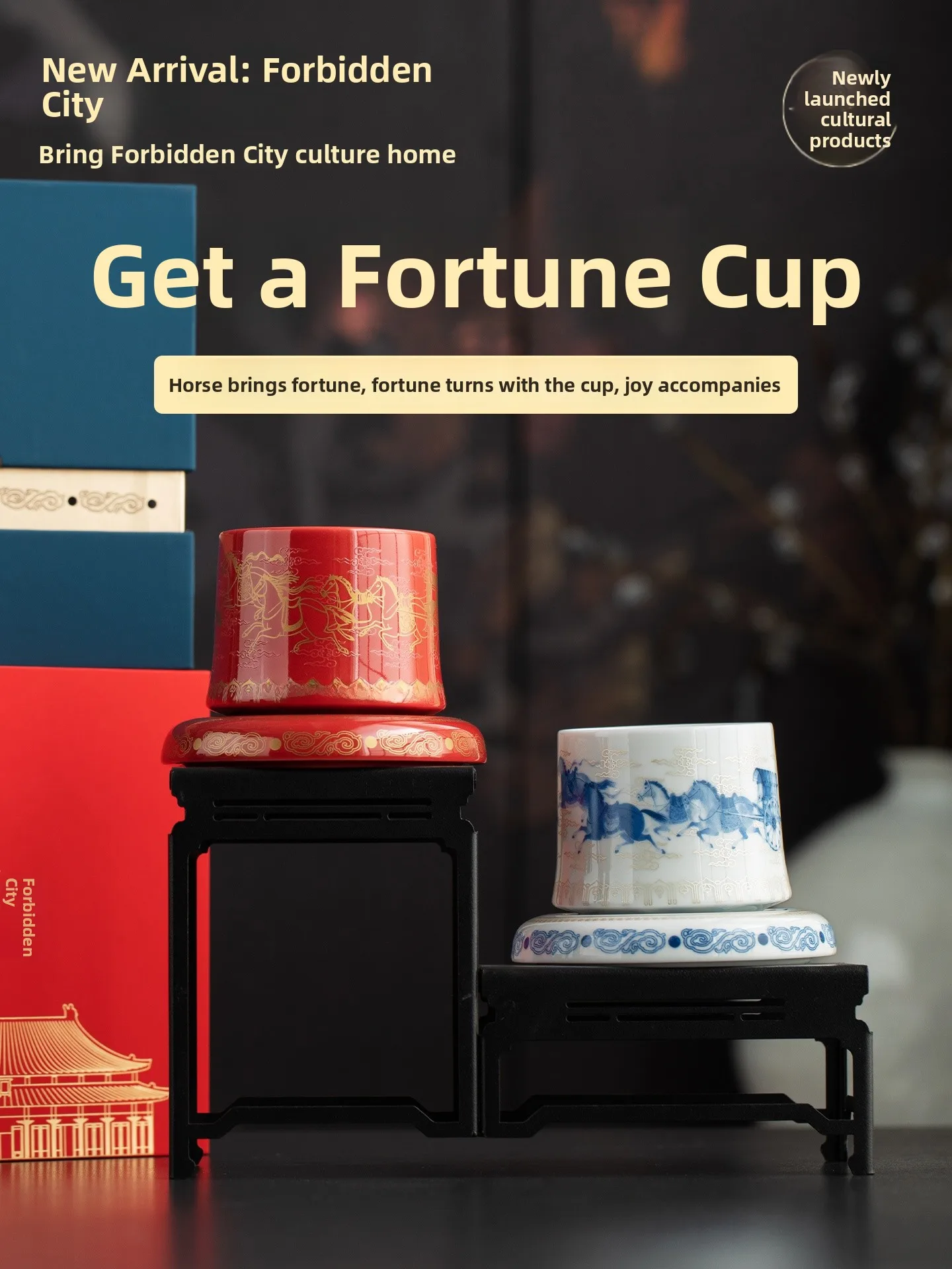 Rotatable Ceramic Tea Cup  Cultural Creative Gift for Retired Boyfriend Birthday Celebration Chinese Style with Tea Sep...