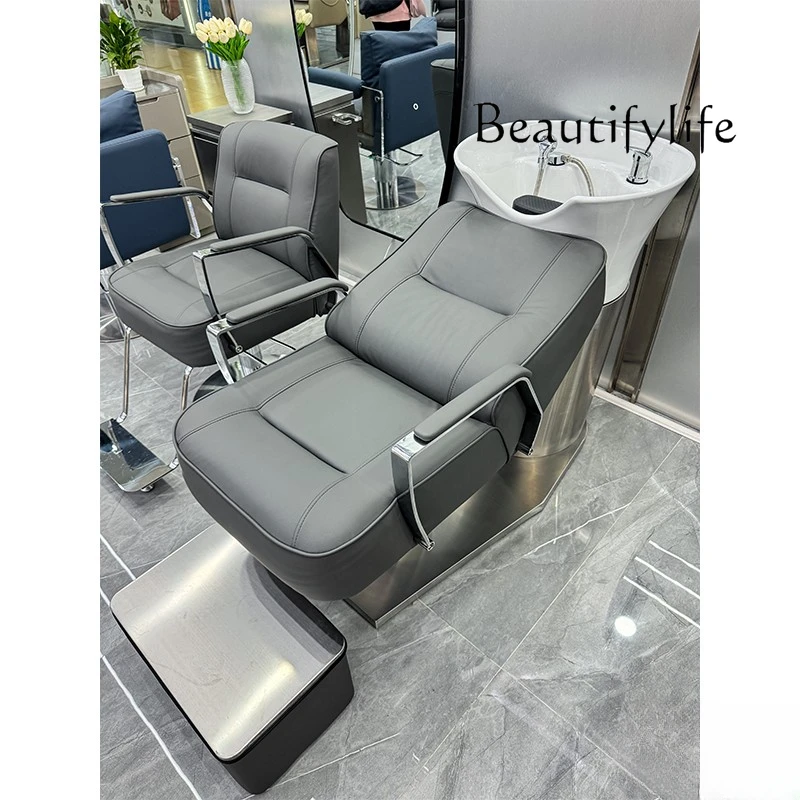 Shampoo Chair Hair Saloon Dedicated Hair Salon Shampoo Chair Stainless Lying Half Porcelain Pot Flushing Bed