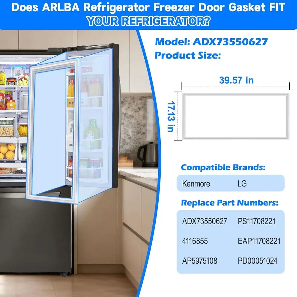 حشية باب الثلاجة الفرنسية المطورة 39.57 بوصة × 17.13 بوصة ADX73550627 متوافقة مع استبدال حشية سدادة باب الثلاجة LG #2