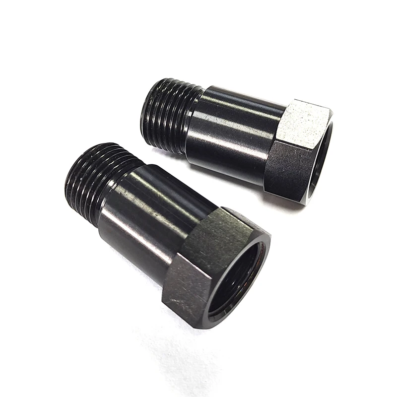 2PCS Car Modification 43mm New O2 Oxygen Sensor adapter Black steel Angled Extension Connector M18x1.5 Adapter CEL Fix