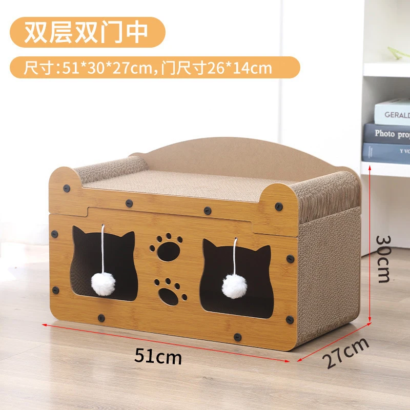 Cat Scratching Board and Cat House All-in-One, Extra-Large Cat Villa, Wear-Resistant and Non-Shedding, Wall-Mounted - view 5