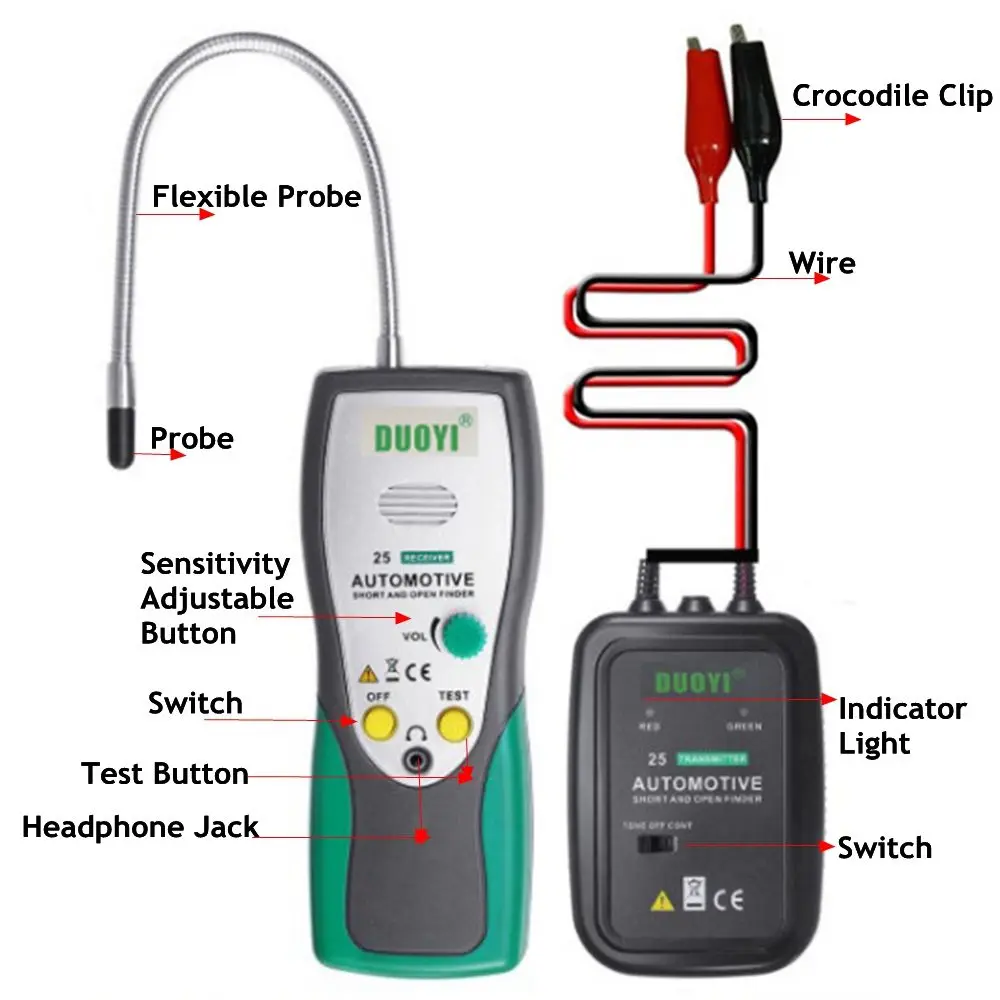 DY25 Automotive Short Open Circuit Finder Tester Car Trucks Cable Tracker Car Circuit Scanner Open Short DC Circuit Tester