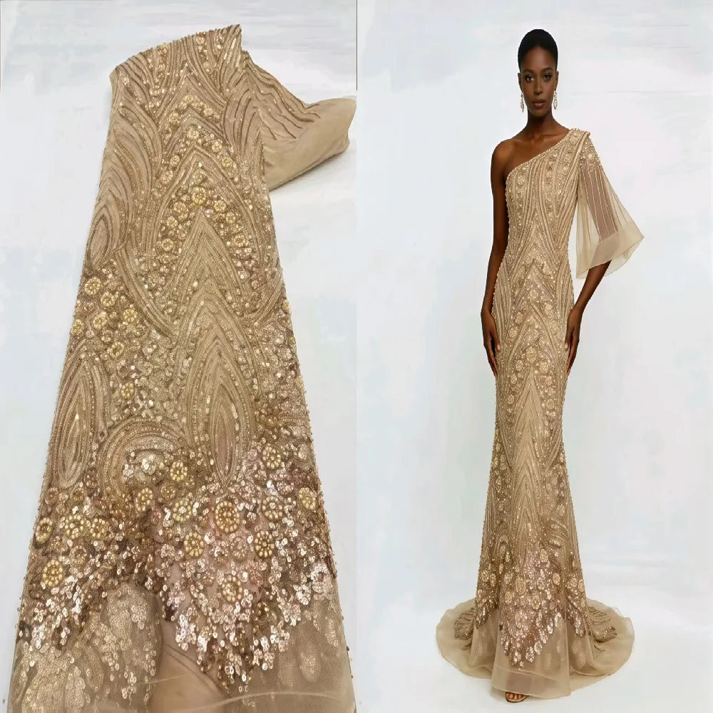 

Африканское кружево с бисером 2026: Премиум-качество, ярко-красное нигерийское кружево с пайетками, материал для свадебных платьев, 5 ярдов