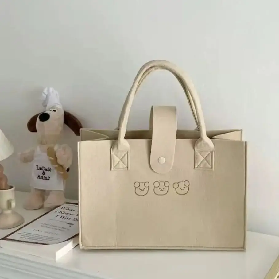 Multifunctional Felt Bag Cute Large Capacity Gift Bag Shopping Handbag Felt Tote Bag Women