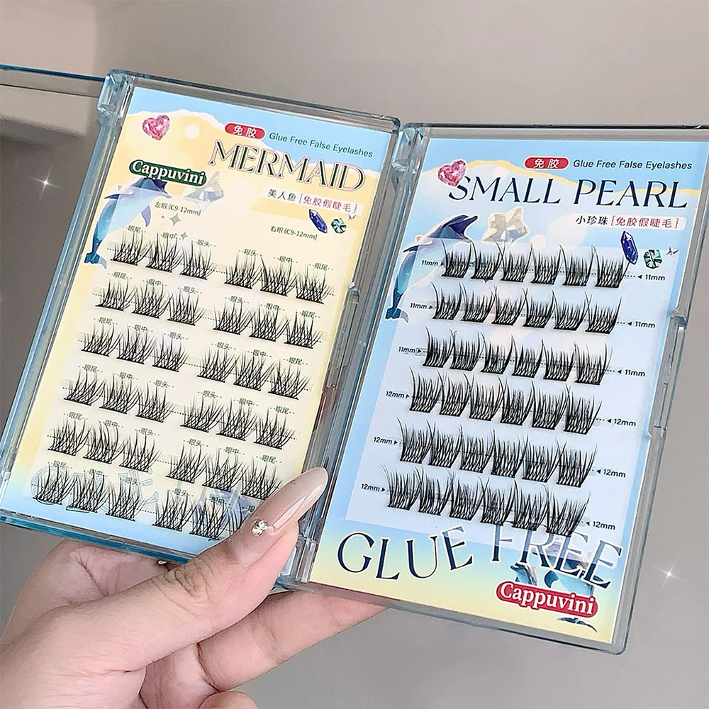 Cappuvini Glue-free False Eyelashes Straight Roots Distinct Light Natural Comfortable Segmented Upper Eyelashes