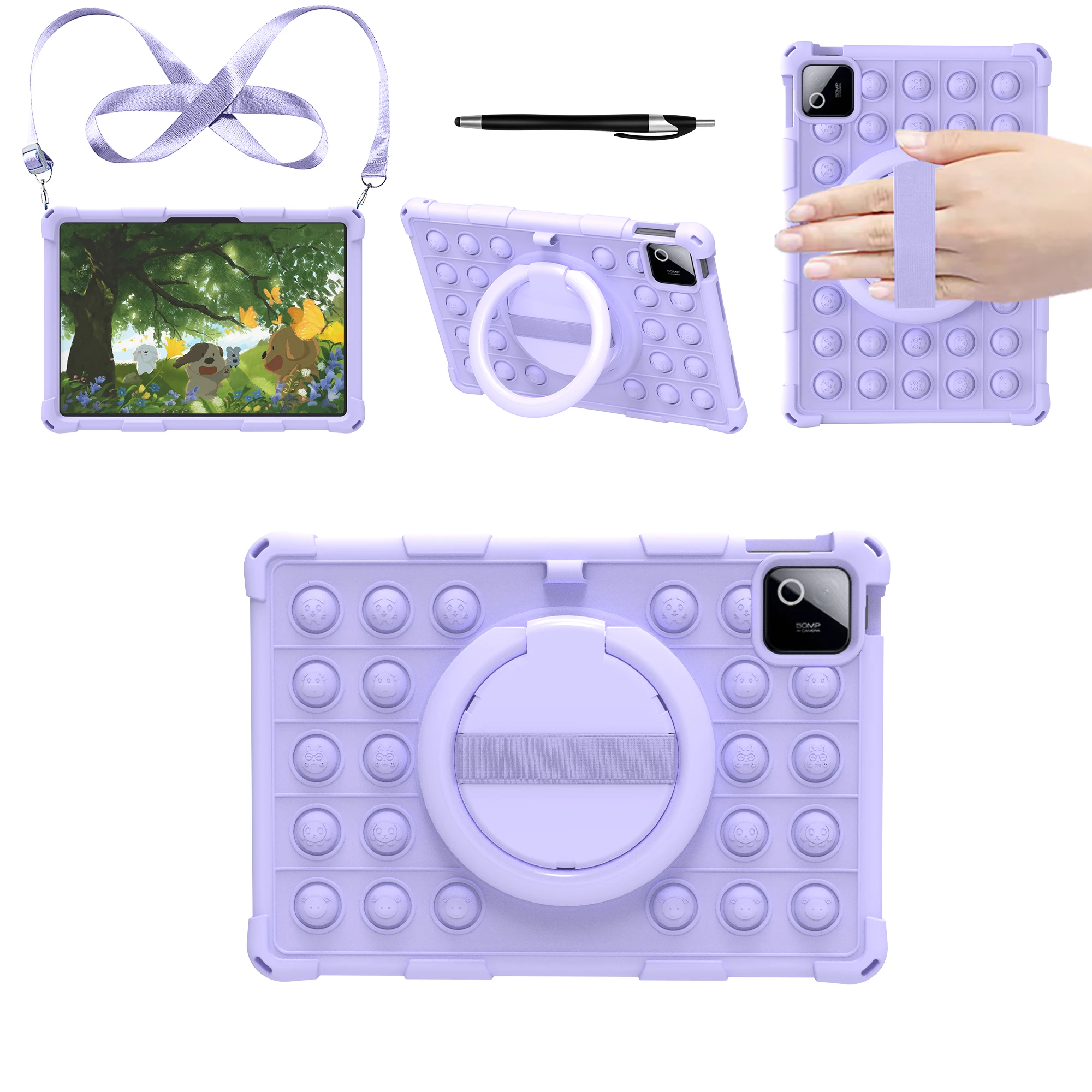 

Kids Case for Xiaomi Pad 8 7 11.2 inch Silicone Bubble Tablet Cover for Xiaomi Pad 8Pro 7Pro 11.2" with Shoulder Strap & Pen