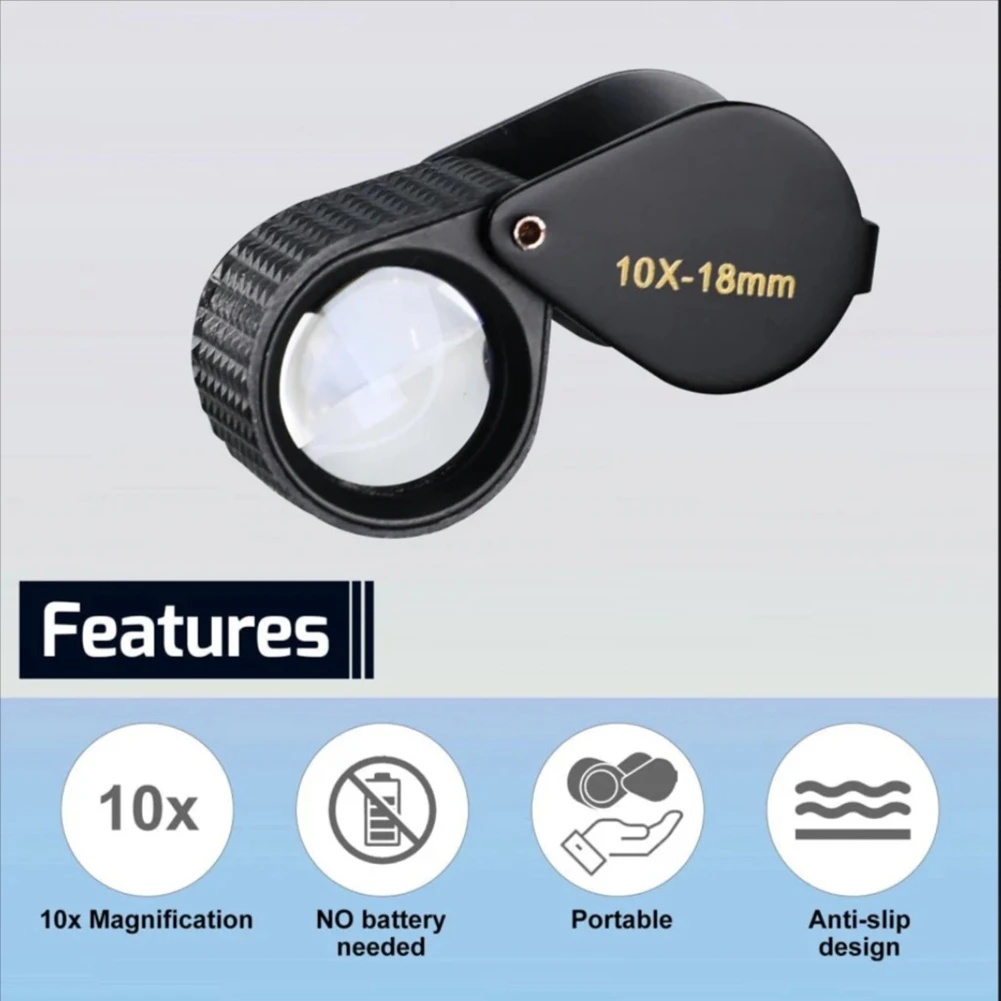 Light Weight Jewelers Loupe Foldable Loupe Magnifier with 18mm Triplet Glass Lens Jewelry Magnifying Glass Jewelry Magnifier 10x