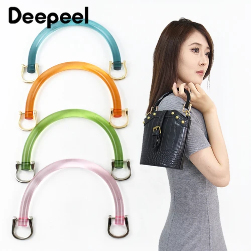 Imagen 2 del producto Bolsa de plástico en forma de U con asa, marco de bolso transparente acrílico, cierre de beso, bolso de mujer, bolsa tejida, reemplazo de bolsas, accesorios, 2/4 Uds.