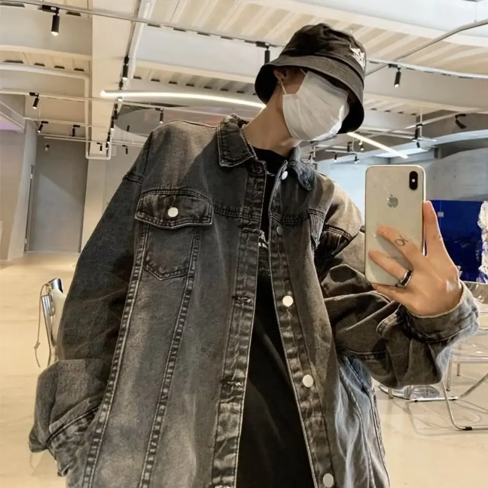 

Весна-Осень, большие размеры 300, мужская повседневная рабочая одежда в американском стиле Ins Sle, джинсовая куртка, свободная молодежная верхняя одежда Faion