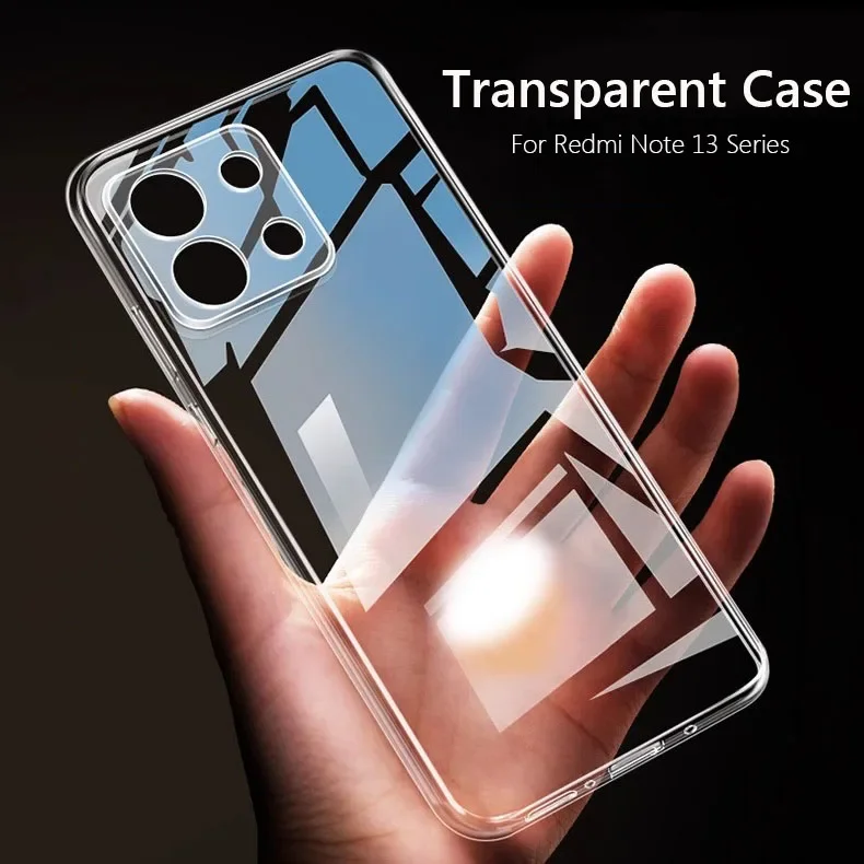 Simple Slim Soft TPU Transaprent Clear Phone Case On For Xiaomi Redmi Note 13 Pro Plus Note13 Pro+ 5G Cover