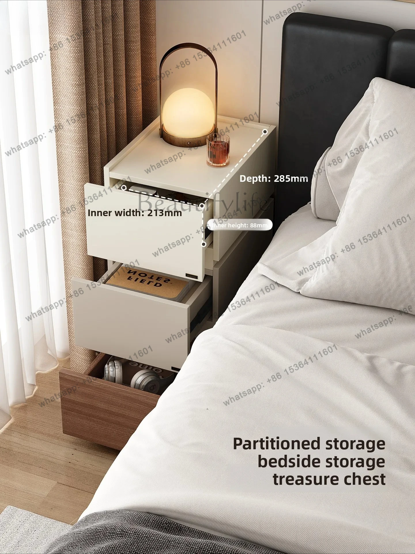 Minimalist Ultra-Narrow Bedside Table for Home Bedroom Small Storage Cabinet