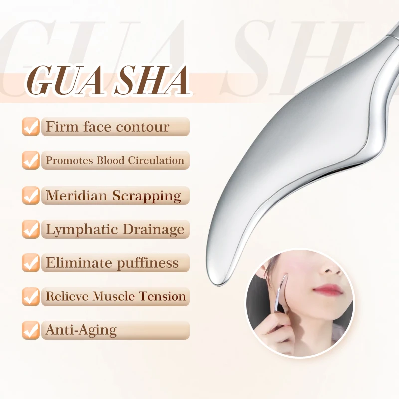 Wałek do twarzy Gua Sha Narzędzie do masażu twarzy i szyi ze stali nierdzewnej Ujędrnianie skóry Lifting twarzy Wałek do masażu pielęgnacji urody