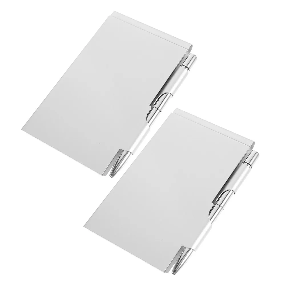 

Portable Aluminum Alloy Mini Notebook Metal Flip Pocket Notepad Includes Pen Refillable Pages for Business Travel Study