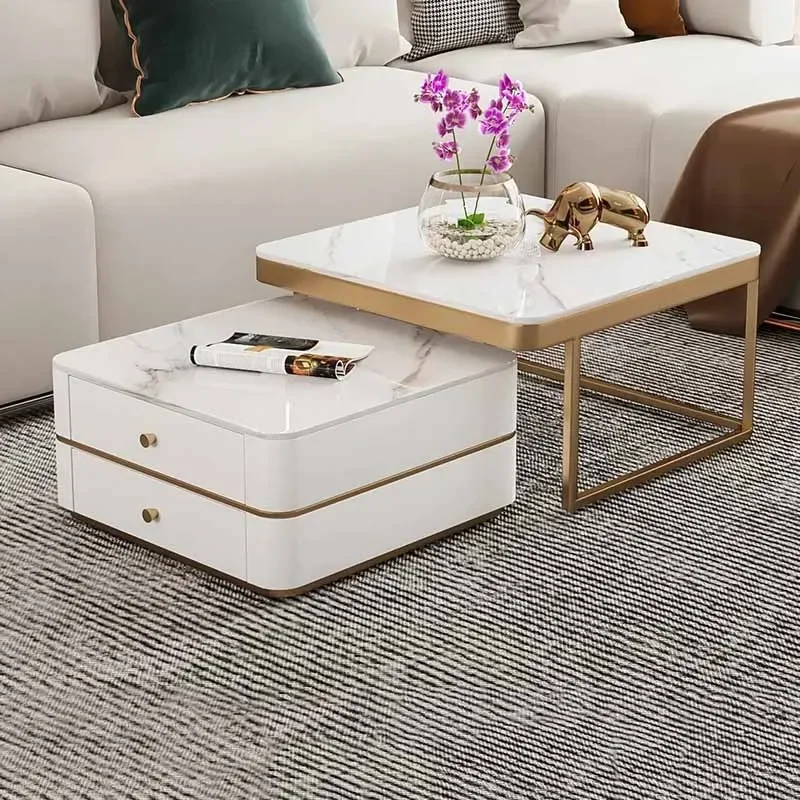 Unique Cute Coffee Tables Storage Extendable White Modern Coffee Table Luxury Metal Armoires De Salon Loft Decor Interior