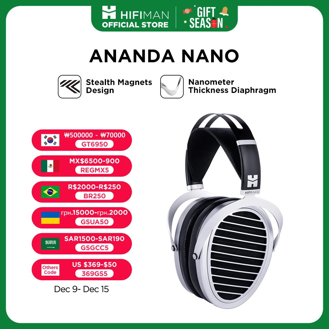 سماعات HIFIMAN ANANDA NANO المفتوحة الخلفية المغناطيسية هاي فاي مع غشاء سمك نانومتر