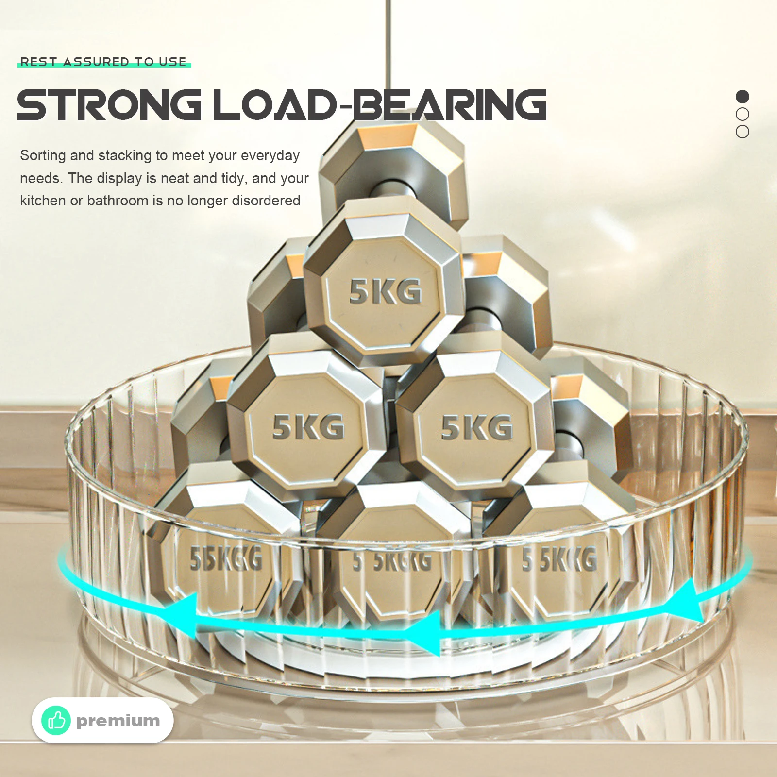 

Rotating Storage Tray Rack Shelf Kitchen Bathroom Organizer Multifunctional Break Resistant Suitable Home Hotels Parties