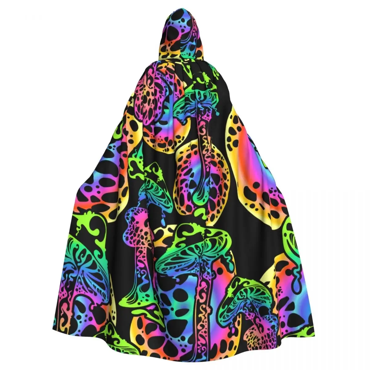 Hooded  Polyester Unisex Witch Cape Costume Accessory Psychedelic Magic Glowing Mushrooms Elf Purim