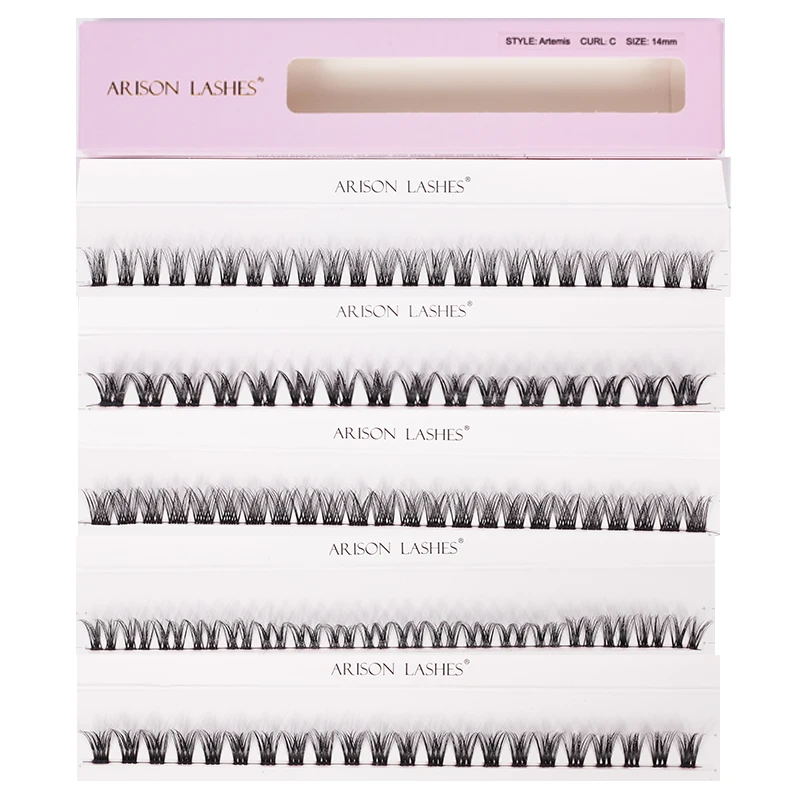 ARISON DIY Clusters Eyelash Extension Dovetail Segmented Lashes Segments Pre-cut DIY Eyelash Bundles Soft False Eyelashes