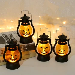 Halloween Pumpkin Lantern Decoration Ornament Creative Small Oil Lamp Led Electronic Wind Light Pendant Hand-held Small Lantern