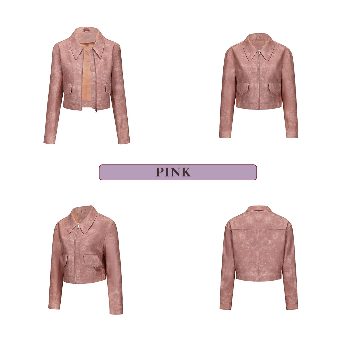 Spring and Autumn New Thin Leather Coat Long sleeved Casual Women's Coat Fashion Short Motorcycle Zipper Leather Jacket