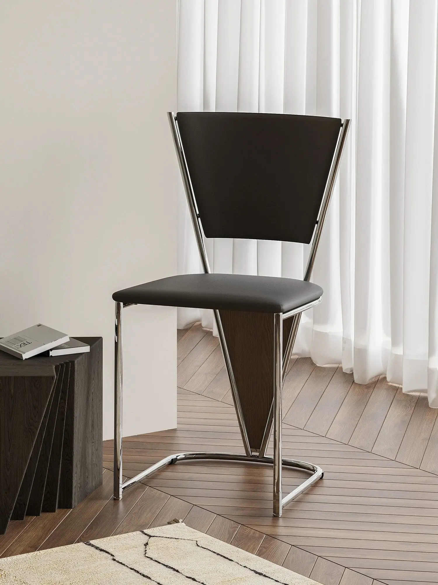 Sedia da soggiorno triangolo schienale alto sedia da pranzo semplice caffetteria in metallo modello sala da pranzo tavolo e sedia personalizzato Ch