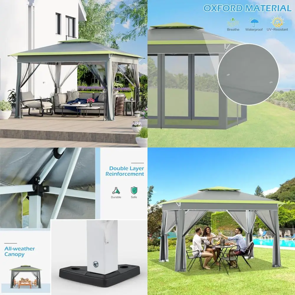 

Waterproof Instant Pop Up Canopy Tent with Mosquito Netting, 11 Feet, Portable Shelter Gazebo, Carrying Bag Included, Clearance