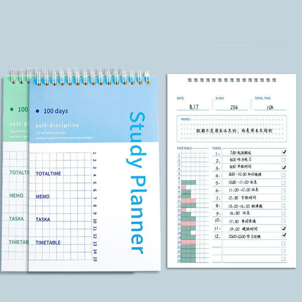 100 dias diário semanal estudo planejador caderno diário agenda tarefa memorando diário organizador agenda escola estacionário material de escritório